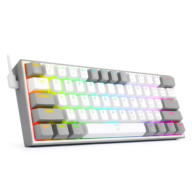REDRAGON Fizz K617 RGB Mini USB Teclado Com Fio Teclado Gaming Mecânico Interruptor Vermelho 61 Chave Gamer para PC Computador Portátil destacável cabo