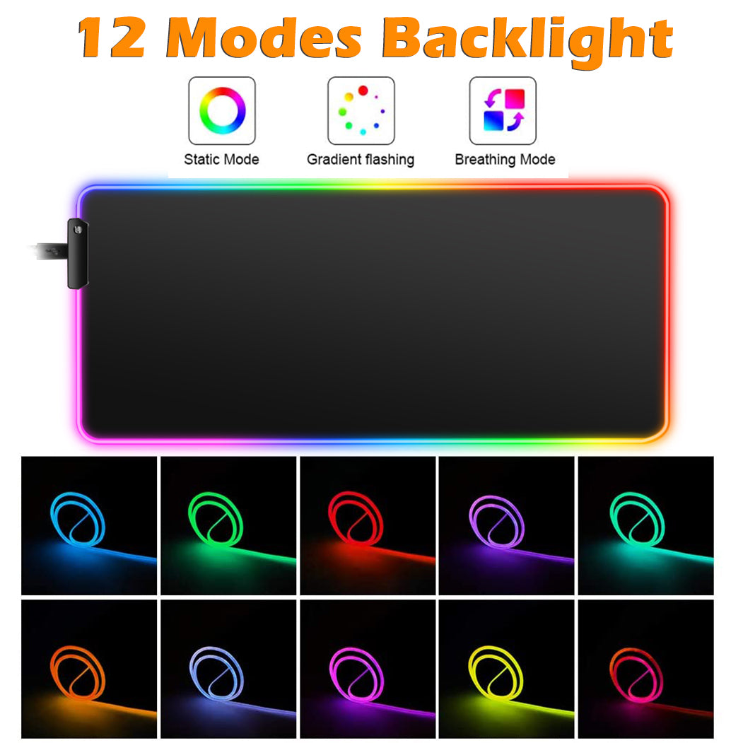 Mouse Pad Gamer Iluminado led Rgb Grande 80 cm por 30 com Mousepad gamer Led com em volta superficie speed para jogos