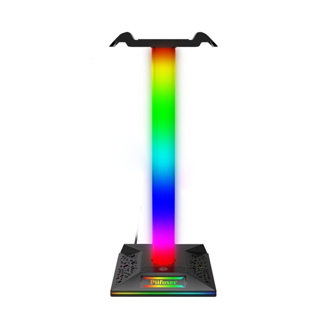 Suporte para fone de ouvido com RGB Gaming e duas portas USB, porta de áudio de 3,5 mm