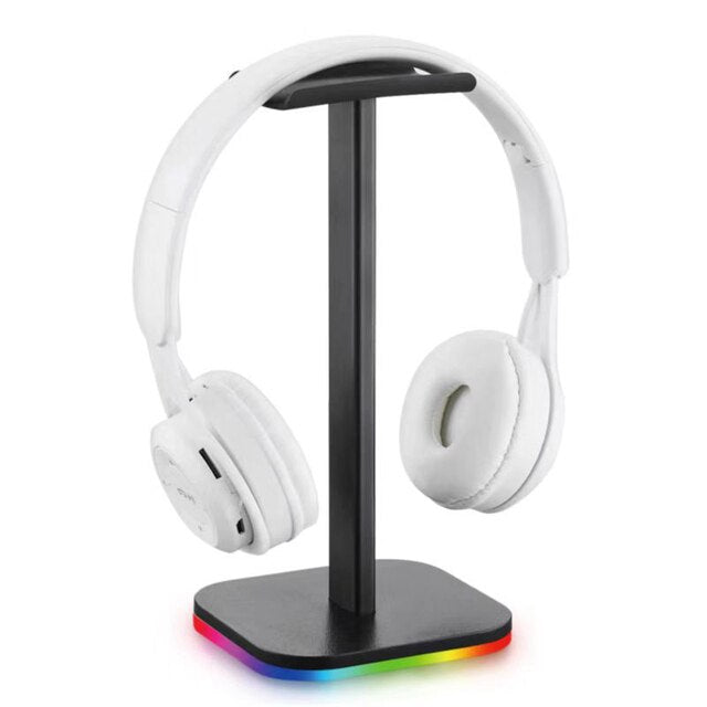 Suporte para fone de ouvido com RGB Gaming e duas portas USB, porta de áudio de 3,5 mm