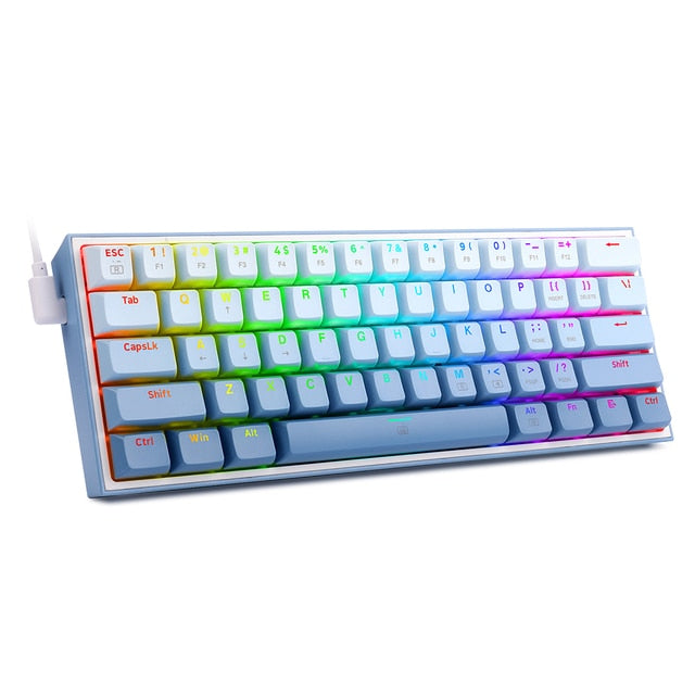 REDRAGON Fizz K617 RGB Mini USB Teclado Com Fio Teclado Gaming Mecânico Interruptor Vermelho 61 Chave Gamer para PC Computador Portátil destacável cabo