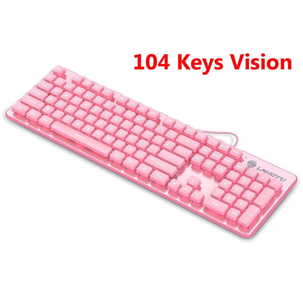 Conjunto de teclado e mouse rosa com fio