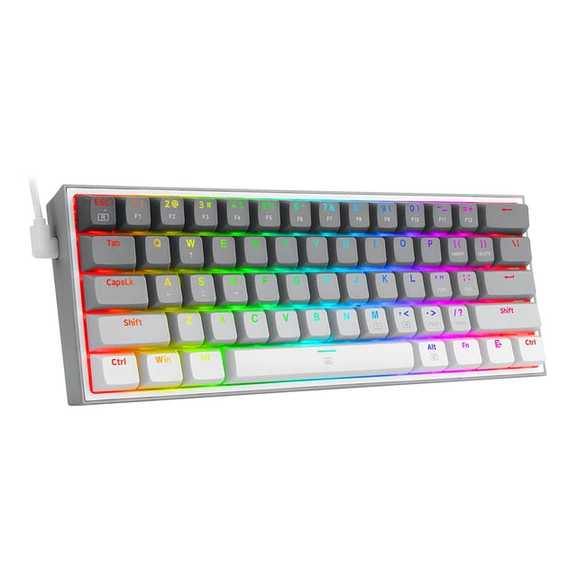REDRAGON Fizz K617 RGB Mini USB Teclado Com Fio Teclado Gaming Mecânico Interruptor Vermelho 61 Chave Gamer para PC Computador Portátil destacável cabo