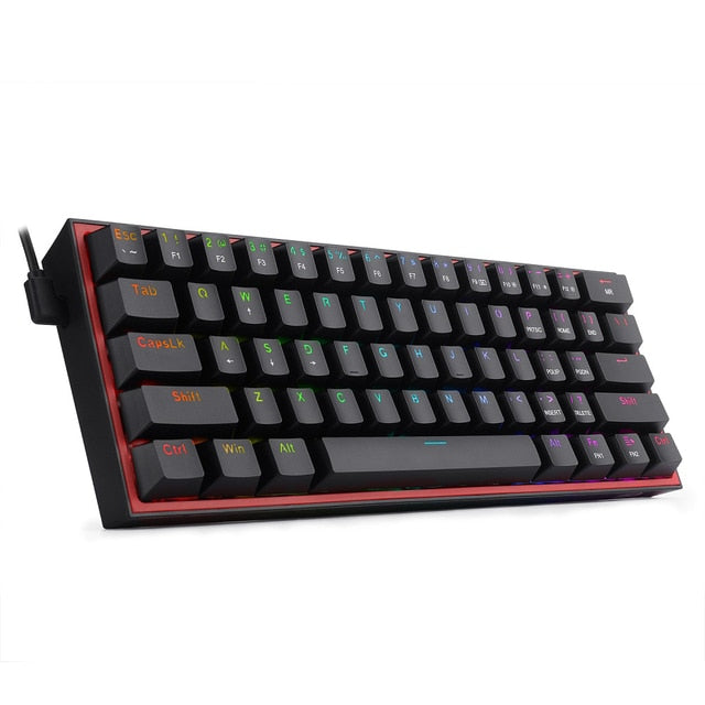 REDRAGON Fizz K617 RGB Mini USB Teclado Com Fio Teclado Gaming Mecânico Interruptor Vermelho 61 Chave Gamer para PC Computador Portátil destacável cabo