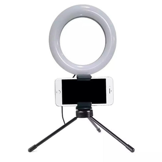 Ring Light 6 Polegadas (16cm) com Tripé e Suporte para Celular